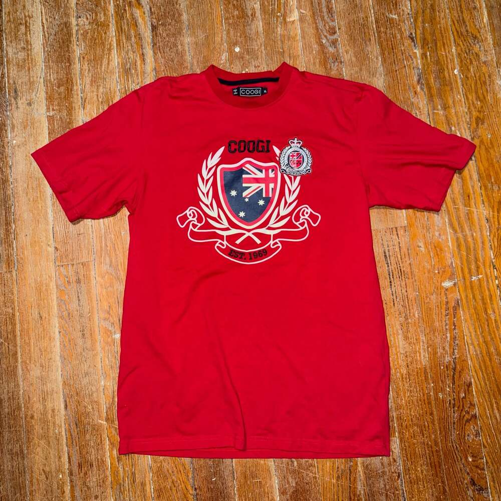 Coogi Men's Red Australian Crest Graphic Short Sleeve T-Shirt